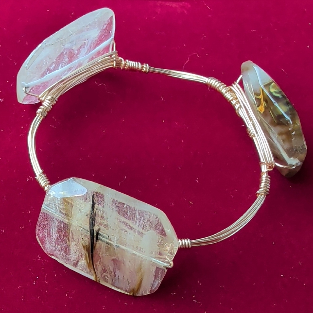 Wire Wrap Acrylic Stone Bracelet Statement Piece